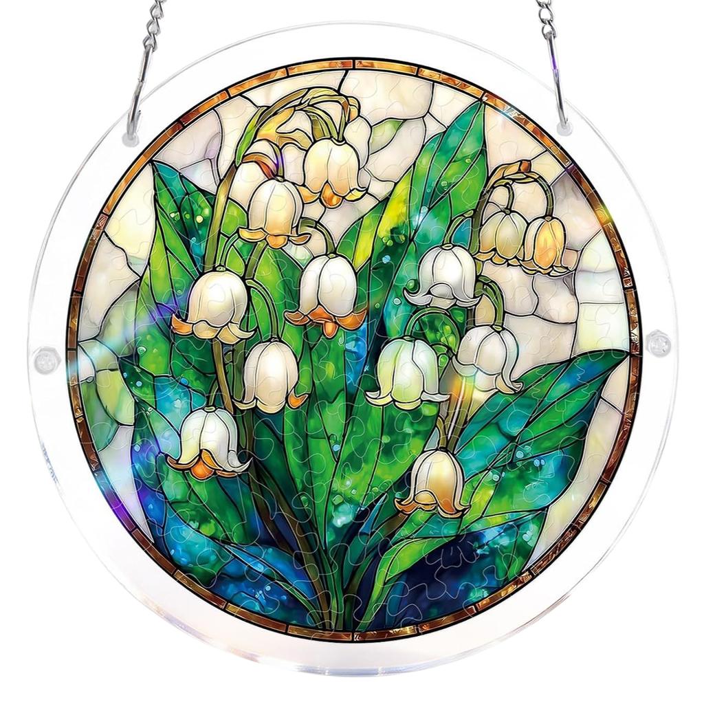 Acrylic Puzzles Toy Double Sided Sun Catcher Acrylic Puzzles DIY Creative Jigsaw Puzzle Pendant for Women Men Mom Birthday Gift