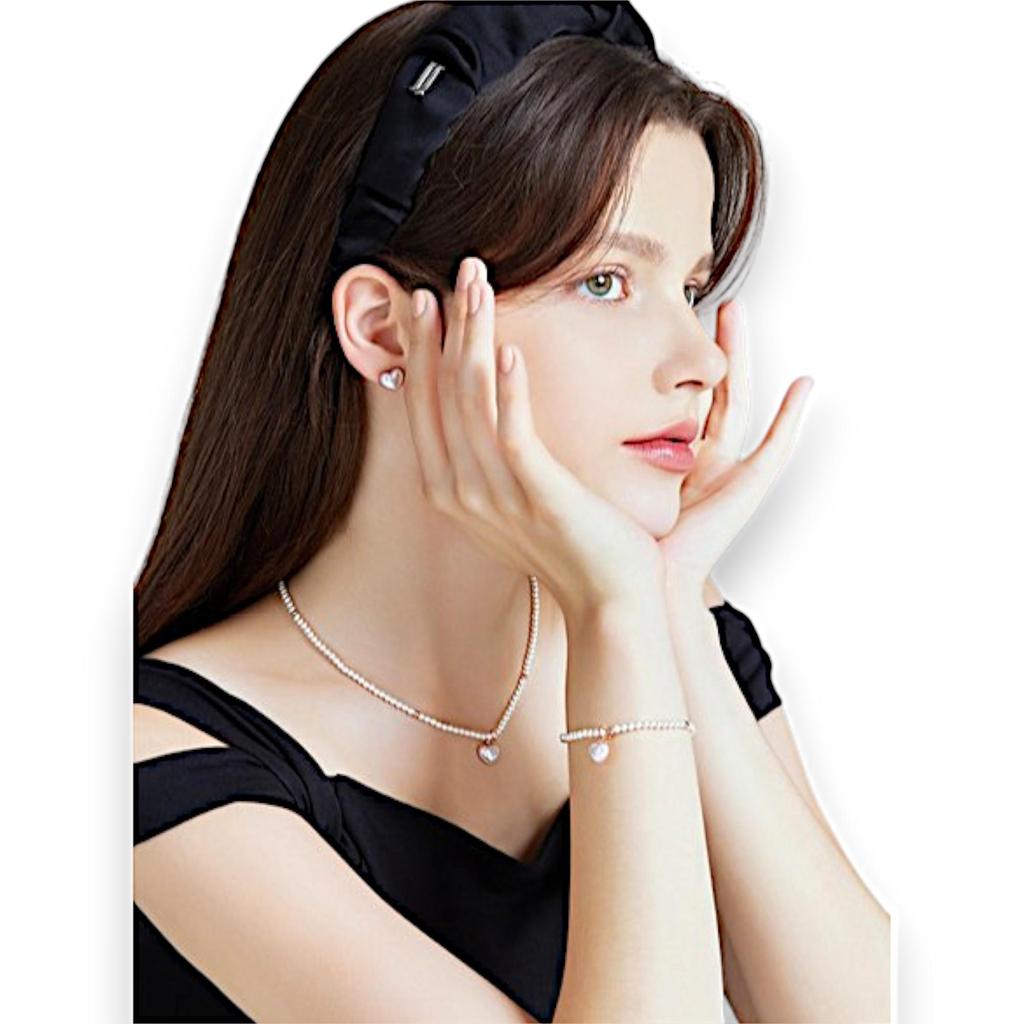 J.ESTINA ■ MARIEL Pearl Bead Necklace+Pendant Set J.ESTINA Mariel Pearl Bead Necklace with Pendant Set