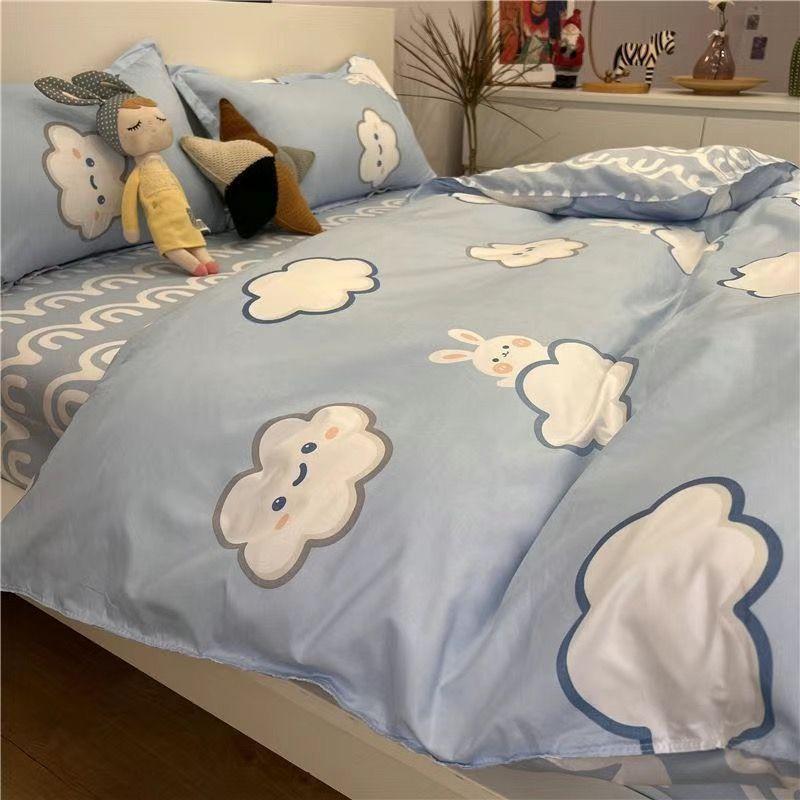 European Check Print Non Fading Bed Sets Simple Washed Cotton Stain Resistant Bedding Set Twin Full Queen King Size Bedclothes