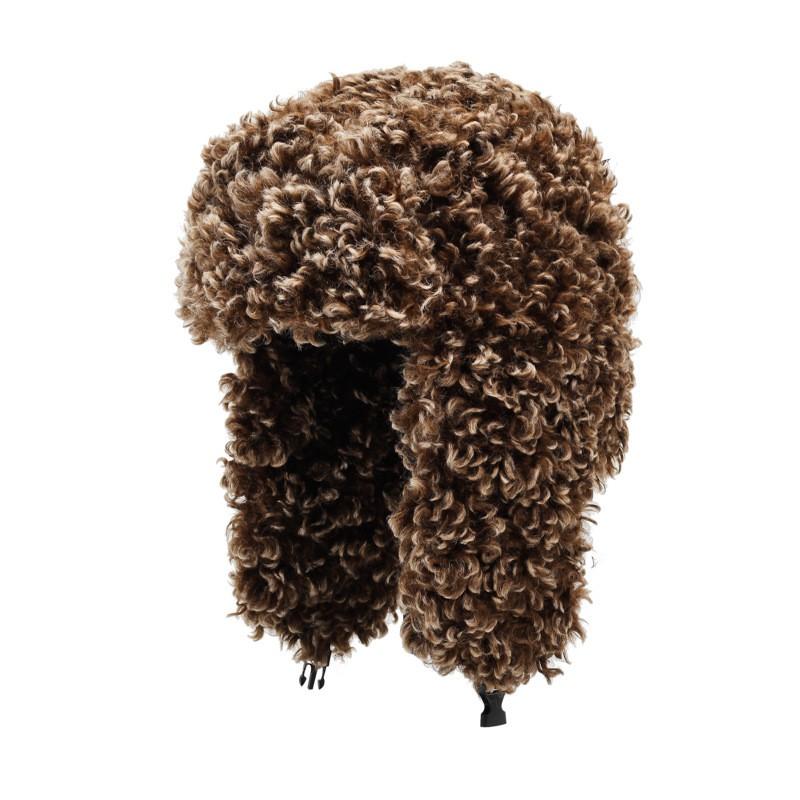 Womens Faux Shearling Fleece Hat Winter Warm Windproof Ear Protection Beanie Cap Outdoor Cold Weather