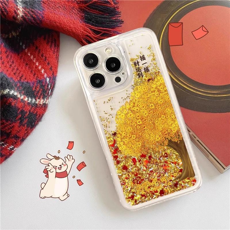 Shake Money Tree Fließsandhülle für Apple 16pro Handyhülle für IPhone 15/14 Premium Sense 13p Glück 12/11