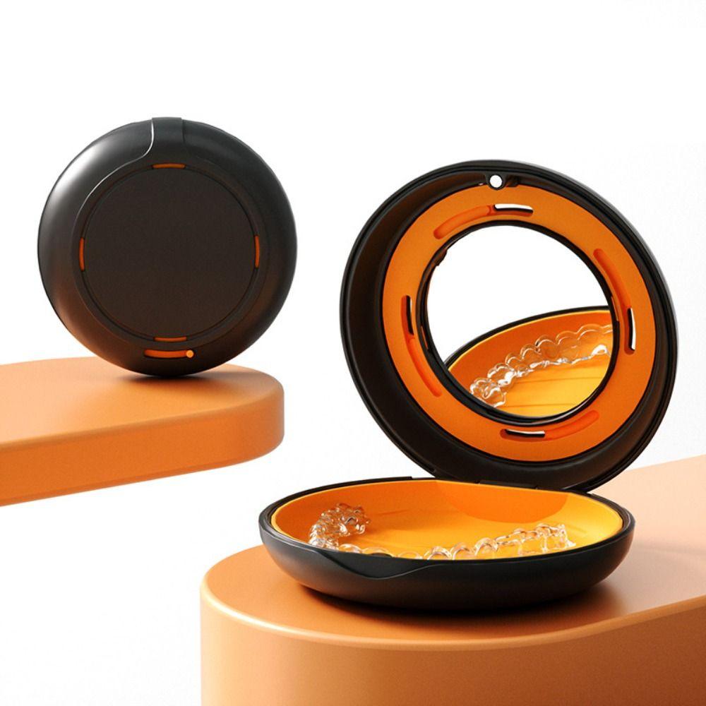 Magnetic Closure Retainer Case With Mirror Cleaning Tooth False Teeth Box  Tooth Care Tool