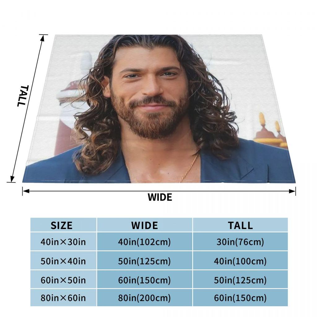 Schauspieler Can Yaman Fotodecken Weiche Warme Flanell-Kuscheldecke Bettwäsche für Bett Wohnzimmer Picknick Reisen Zuhause Sofa