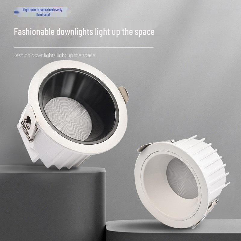 Blendfreies LED-Einbau-Downlight mit tiefem Reflektor für Zuhause und Flur, Vollspektrum-Deckenleuchte mit 75 Löchern