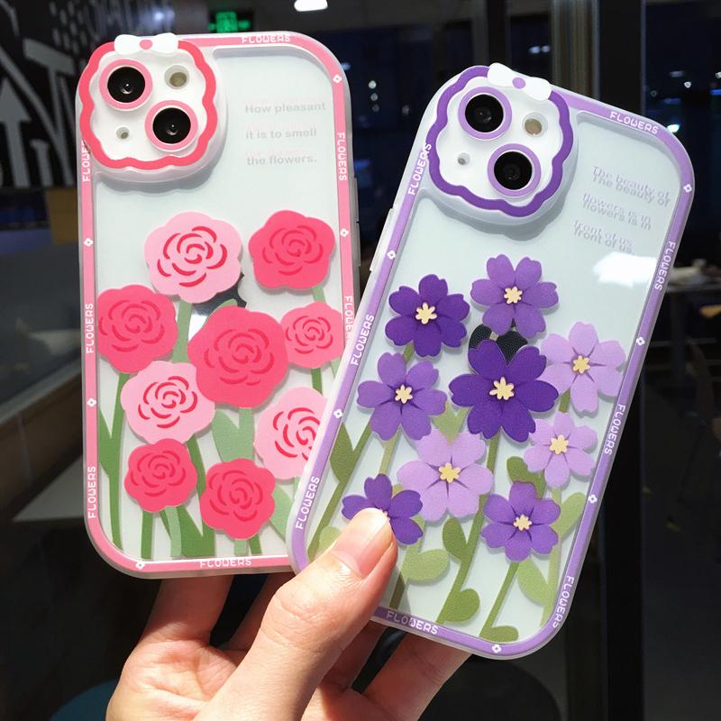 Cute Cartoon Flower Fruit Phone Case For Iphone 14 13 11 12 Pro Max Xs Max Xr X Xs 14pro Clear Shockproof Bumper Soft Back Cover