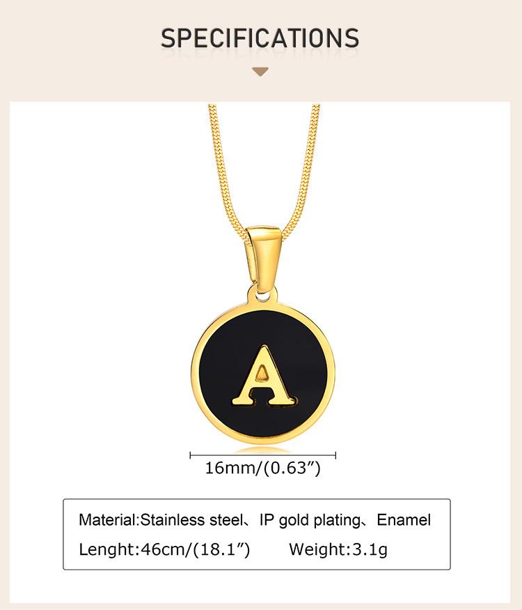 Charms Letter Initial Pendant Necklace Women , Stainless Steel Square And Round Alphabet Collar Jewelry Chrismas Gift