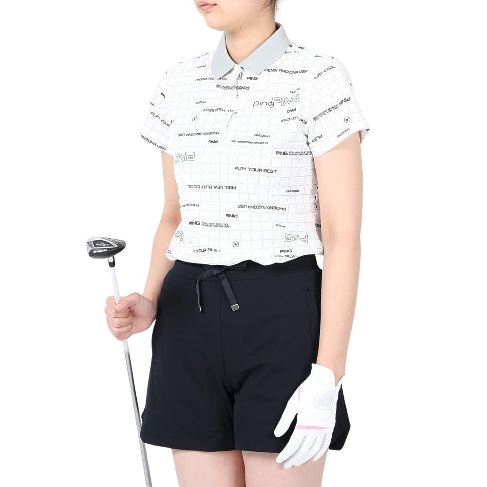 

Short Sleeve Polo Shirt Quick UV Golf L [Pin Apparel] Women s (Sweat Absorbent, Drying, Protection) / / 622-4160304 030_White