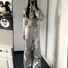 Kryddig Tjej Cyberpunk Silver Långärmad Cropped Huvtröja Dansset