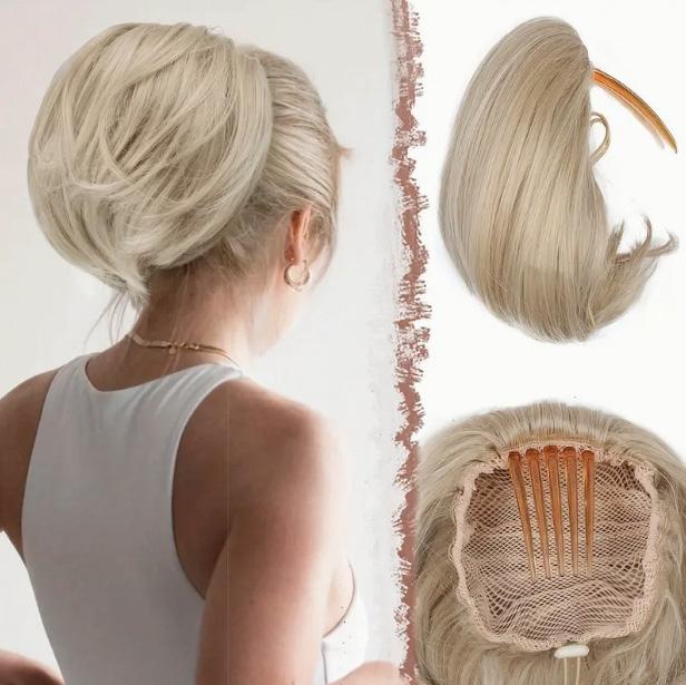 MISSQUEEN Syntetický drdol do vlasů Příčesek Plně Krátký Drdol Ponytail Přírodní Černé Vlasy Chignon S Hřebínkem Sponou Drdol Updo Stahovací Drdol Vlasové Příčesky