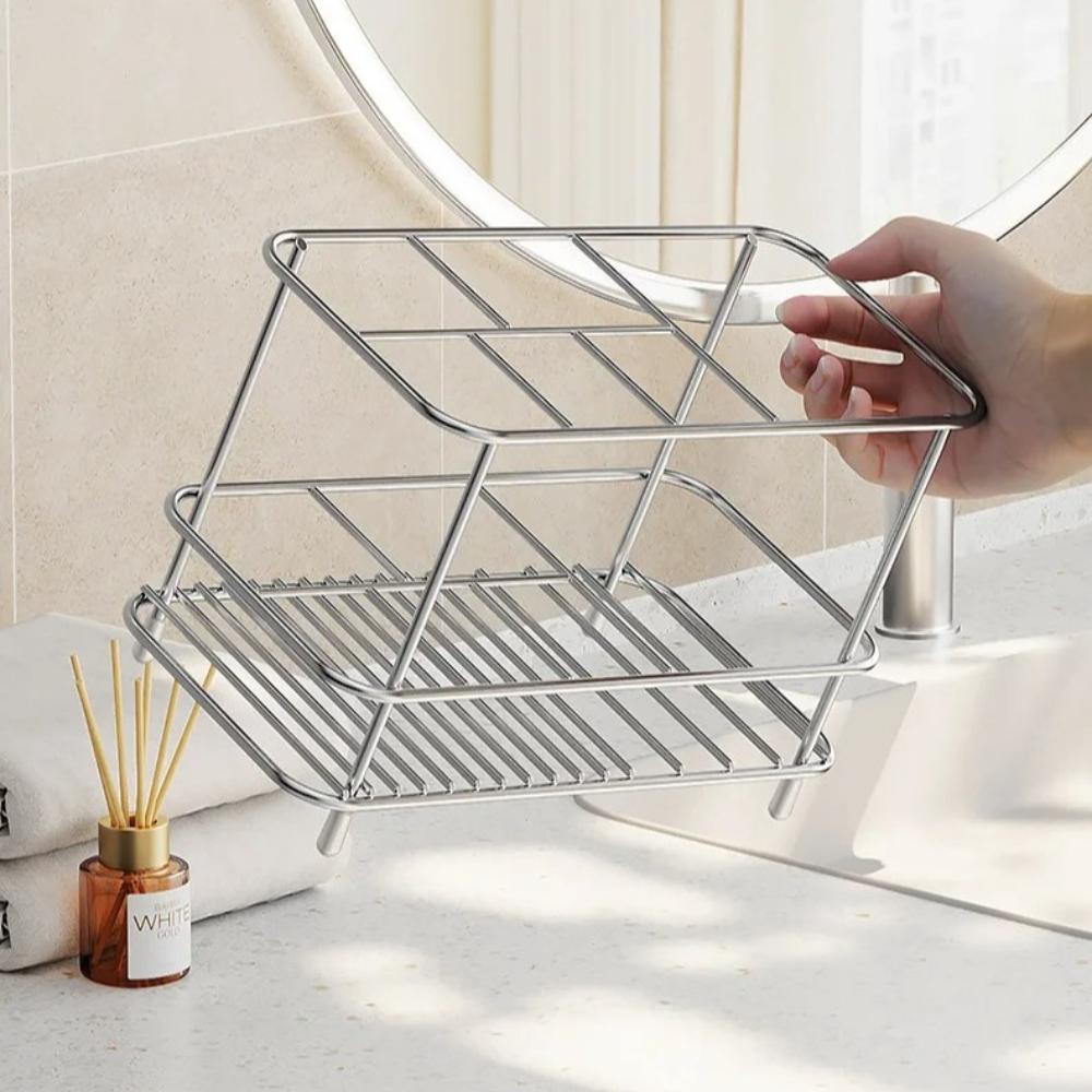 Minimalistický nerezový držák na zubní kartáček Zubní kartáček Zubní pasta Pohárek na ústní vodu Domácí stolní úložný stojan Koupelnové doplňky