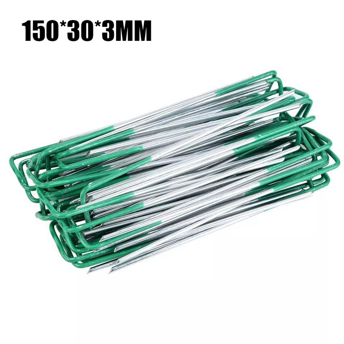 

10/20/30/50Pcs Top Green Painted U-shaped Ground Nails Ground Film Fixer Garden Lawn Artificial Turf Tent Stakes Securing Pegs 10pcs