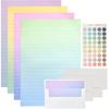 48 Pcs Colorful Stationery Paper and Envelopes Set, 32 Lined Letter Writing Paper, 16 Envelopes & Sticker, Gradient Colors Letter Stationery Set for