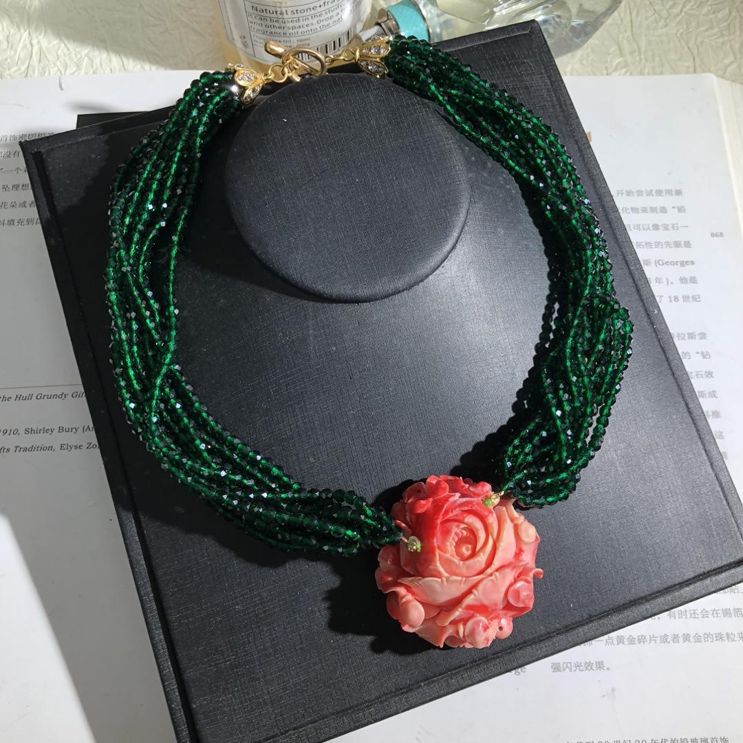 винтажный многослойный кристалл с подвеской в виде раковины королевы, ретро, изысканный, модный и универсальный Necklace