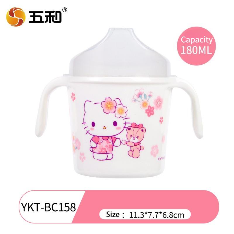 For Hello KittyTableware Cute Cherry Blossom Children Cartoon Tableware Rice Salad Bowl Water Cup Spoon Anti-scalding Plate