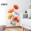 Weather Resistant Floral Window Decals 2Pcs Watercolor Flower Wall Stickers, PVC Waterproof Decals, Peel And Stick Indoor Outdoor Stickers Art Decor,