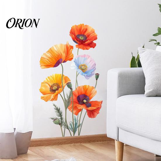 Weather Resistant Floral Window Decals 2Pcs Watercolor Flower Wall Stickers, PVC Waterproof Decals, Peel And Stick Indoor Outdoor Stickers Art Decor,