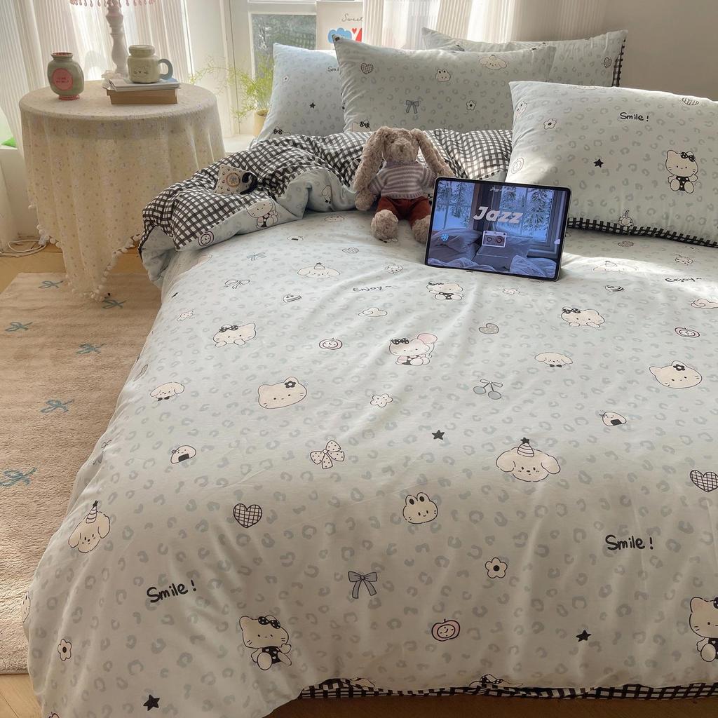 Early Spring 2026 Cute Cartoon Pure Cotton 3-Piece Bedding Set - Skin-Friendly and Age-Reducing