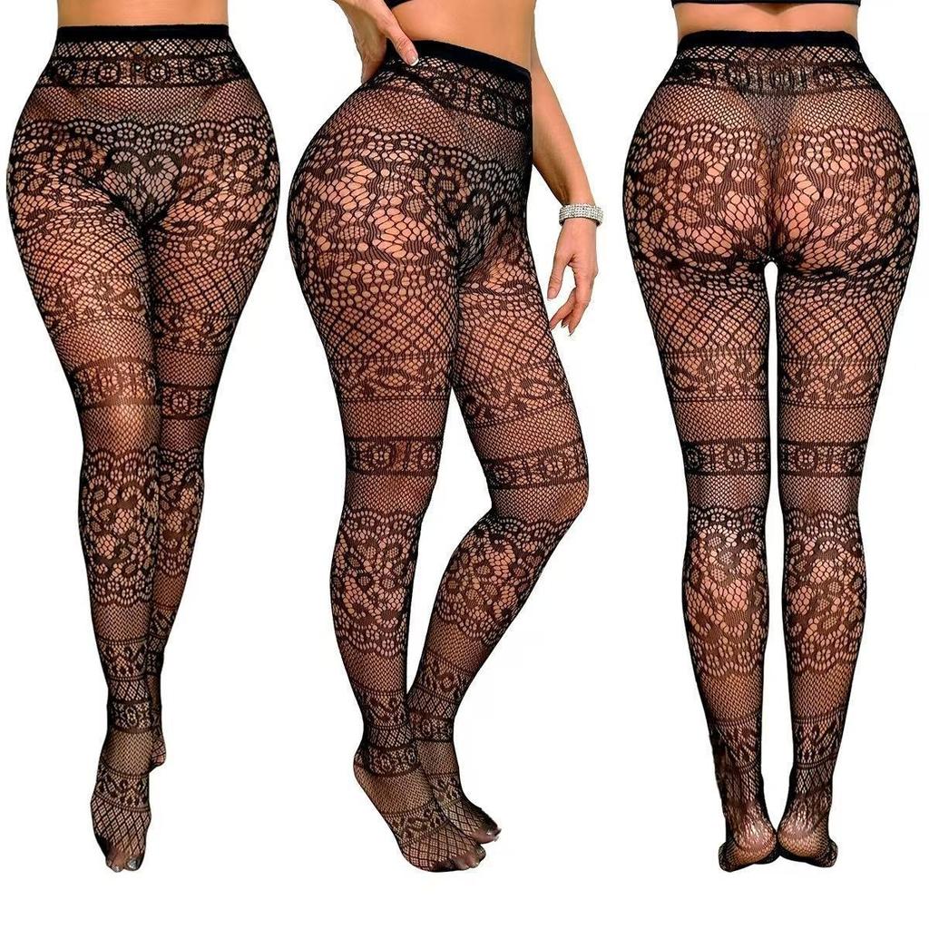 Sexy Fishing Net Socks Women's Hollow Jacquard Pantyhose High Elasticity Thin Lace Mesh Stockings