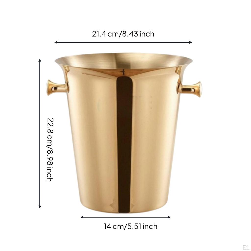 Stainless Steel Ice Bucket | DoubleHandled, 5L, with Handles, for Parties 5L Silver