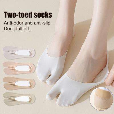 Flip Flop Tabi Socks for Women Elastic Split 2 Toe Socks Low Cut No Show Boat Sock Invisible Thin Cotton Sock