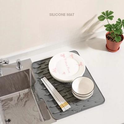 1 Peça Silicone Dobrável Rampa Drenagem Pad Silicone Bancada Mesa Louça Drenagem Pad Cozinha Grande Mesa Louça Isolamento Térmico Antiderrapante Pad
