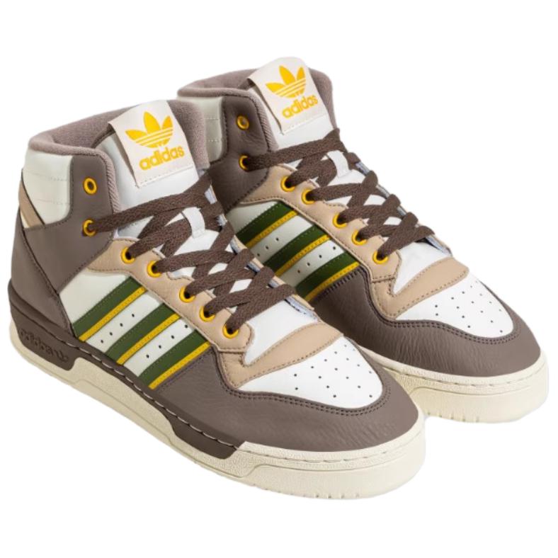 Adidas Originals Rivalry Durable Breathable Mid-Top Sneakers Unisex Sneakers White Brown IH3405