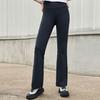 Anta Plain Simple High Waist Tight Ice Silk Flared Casual Pants Women bottoms Black 962427305-3