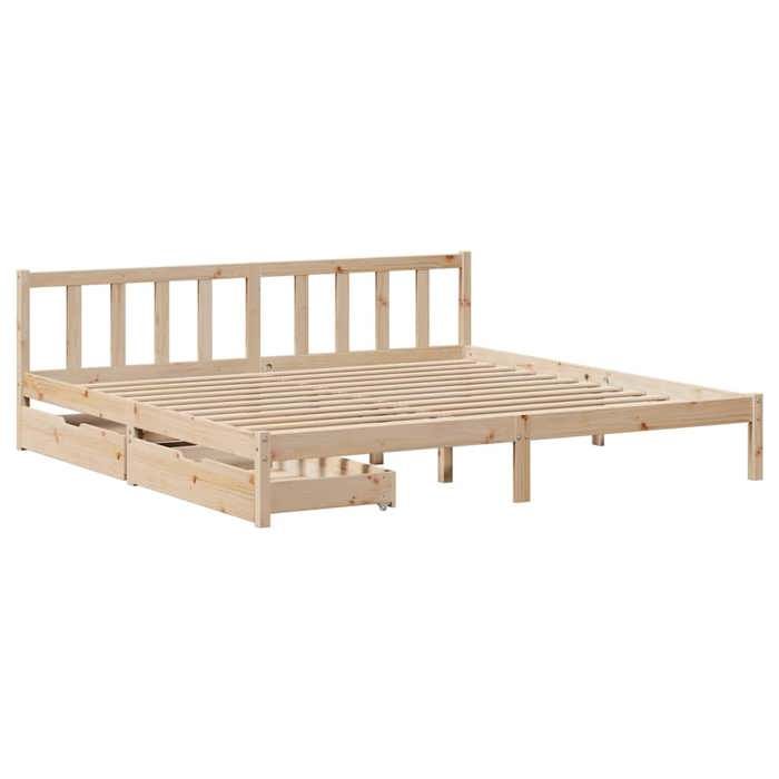 VidaXL Bed Frame with Drawers 180x200 Cm Solid Pine Wood, Slatted Base, Double Bed Frame, Solid Wood Bed Frame, 3301481