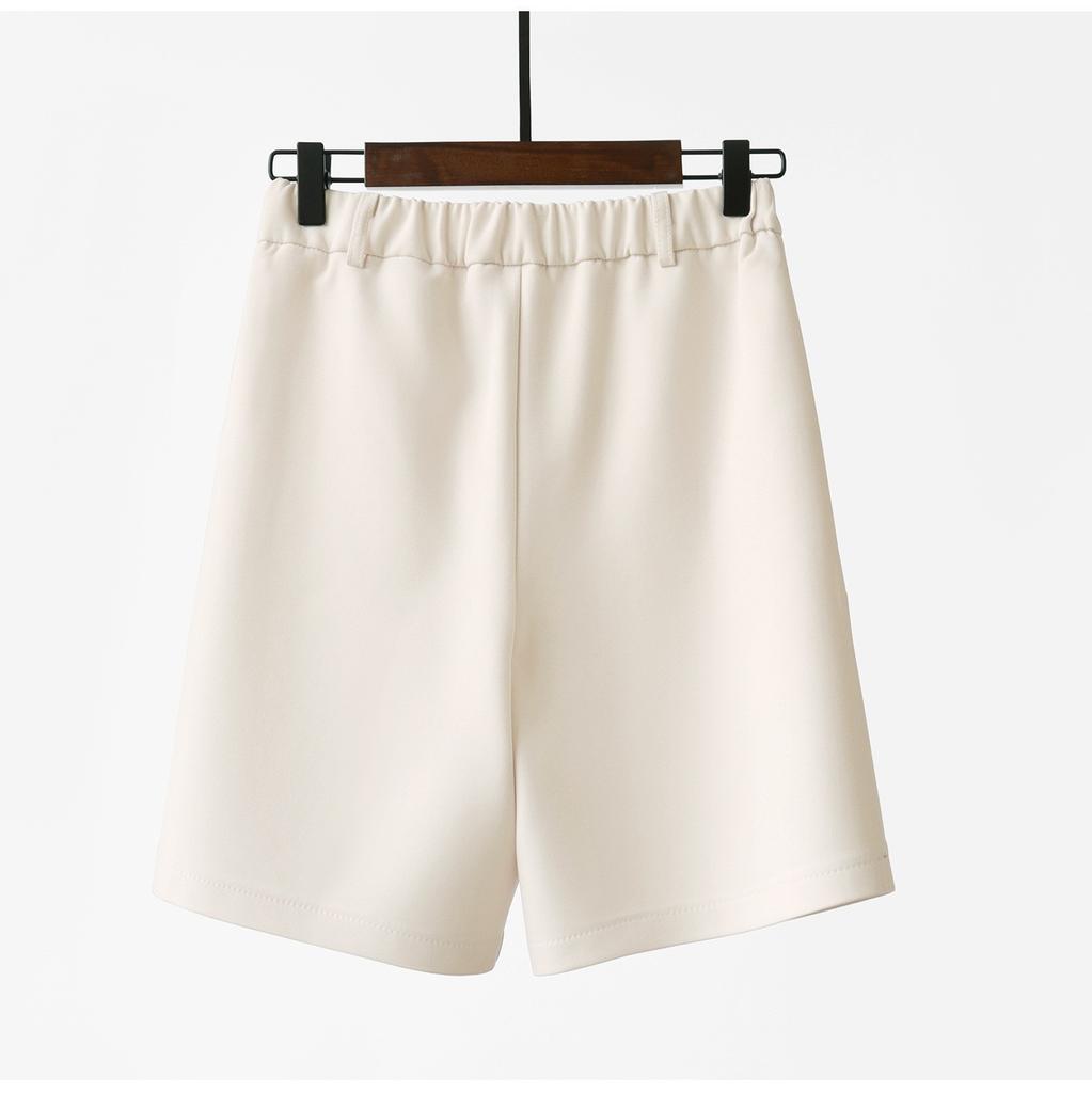 Shorts de costume pour femme à taille haute et jambes larges Bouton Pliés Décontractés d'été pour le travail
