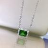 SpringLady 100% 925 Sterling Silver 6*8mm Synthetic Emerald Pendant Necklace For Women Sparkling Wedding Fine Jewelry Gift