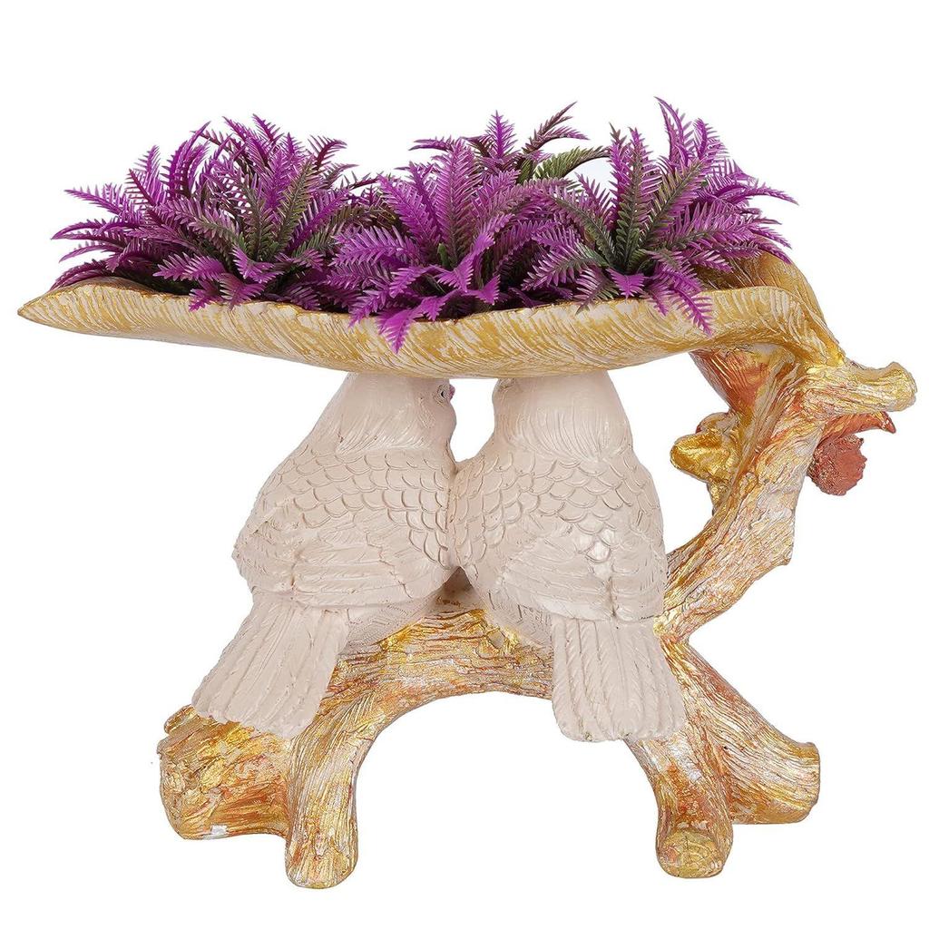 2 Birds Sitting On Tree Branch Figurine Home Decoration Showpiece Chidiya Statue for Home Decor Item Sparrow Pair Showpiec