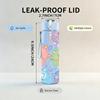 1PC Soft Pastel Doodle Baby Seamless Print 750ml Color Plastic Sports Water Bottle Leakproof Flip Straw Lid Suitable for Sports Office Home Use