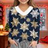 Girls' V-Neck Christmas Print Long Sleeve Thermal Shirt for Winter Base Layer