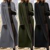 Manteau Féminin Femmes Manteau d'Hiver Point Ouvert Col Revers Manches Longues Vêtement d'Extérieur Coupe-vent Cardigan Lâche Longueur Mollet Laine Extérieur