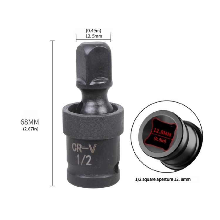 Professional 1/2Inch Drive Universal Joint Adapter Reinforced Steel Construction Square Socket For Power Tool