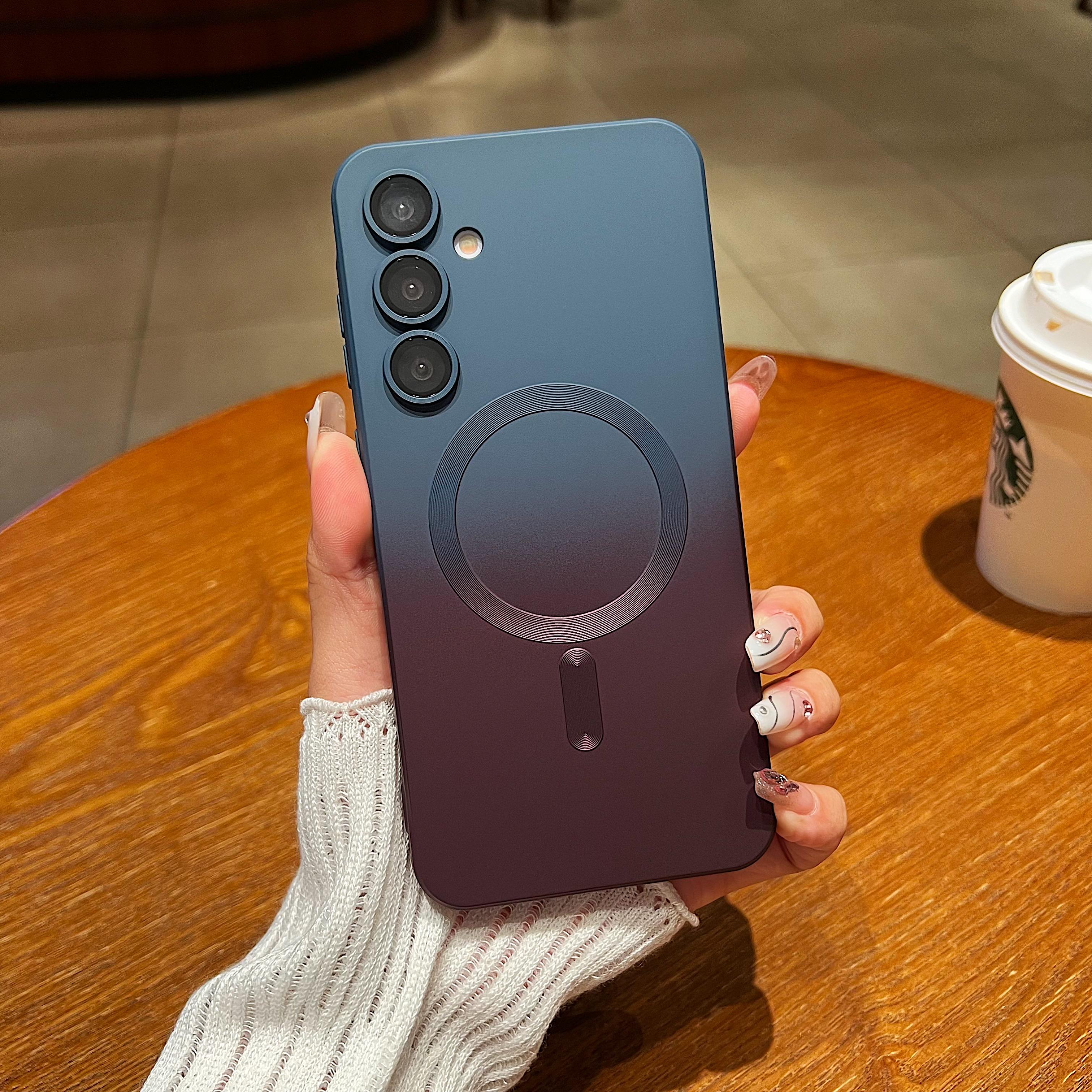 

Чехол-бампер с магнитной защитой объектива камеры с градиентной расцветкой для iPhone 16 Pro Max Samsung S24 S23 S22 S21 A56 из мягкого силикона ТПУ, противоударный Samsung Galaxy A05s