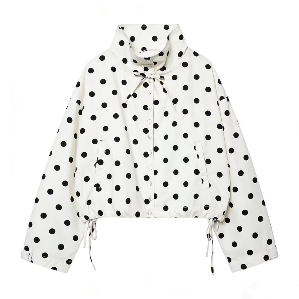 New European and American casual style loose high-collar polka dot jacket 4341730