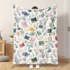 1PC Watercolor Books & Wildflowers Pattern Blanket – for Sofa, Bed, Travel, Camping, Living Room, Office Chair, All-Season Décor