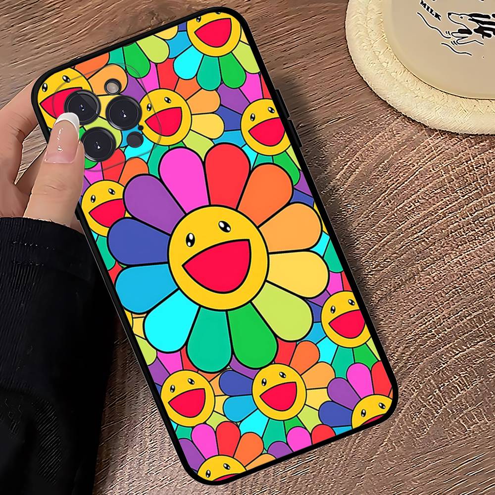 

T-Takashi Flower M-Murakami Phone Case For IPhone 16 11 12 13 14 15 17 Pro Max Plus 16E Silicone Cover iPhone 14