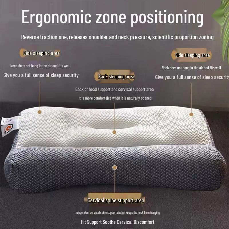 Knitted Fiber Neck Support Pillow - Contour Design for Firm, Comfortable Sleep Aid