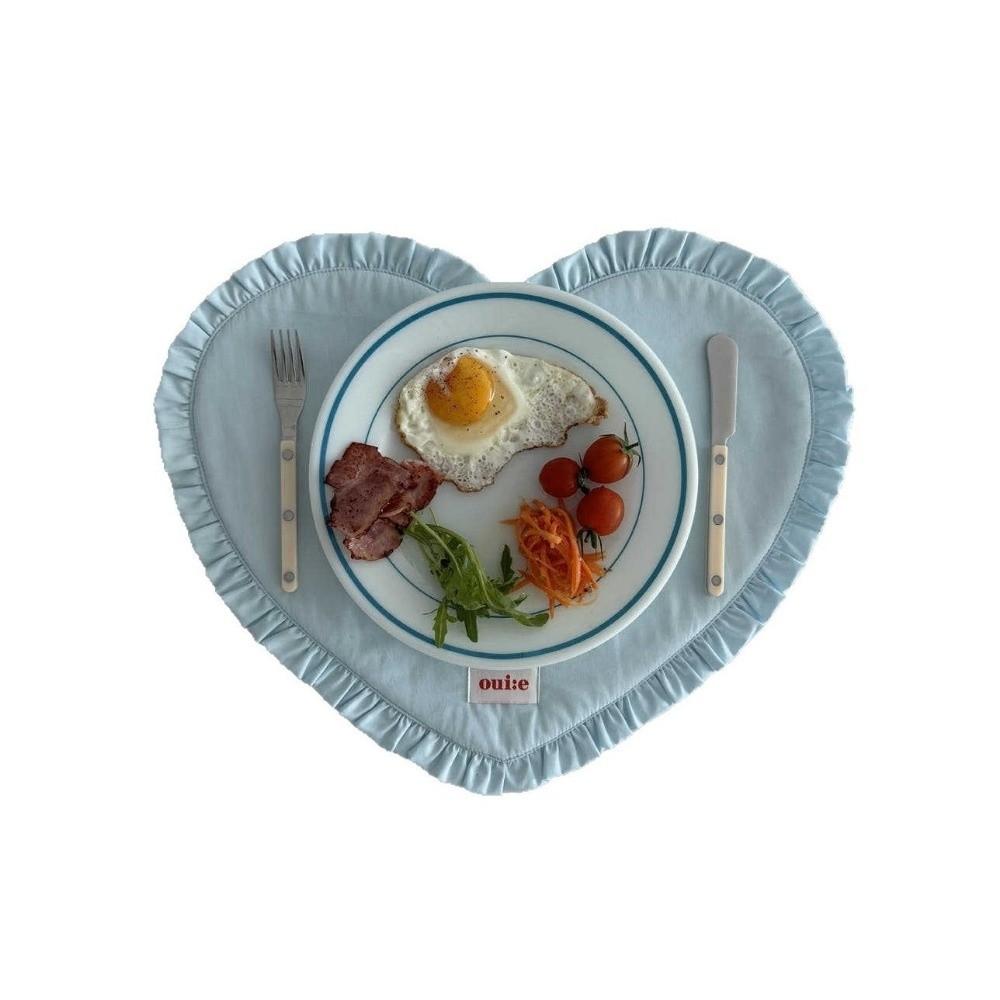 New Heart-shaped Placemats Dining Table Plaid Loving Western Food Mats Decorative Pleated Lace Water Cup Mat Home Decor
