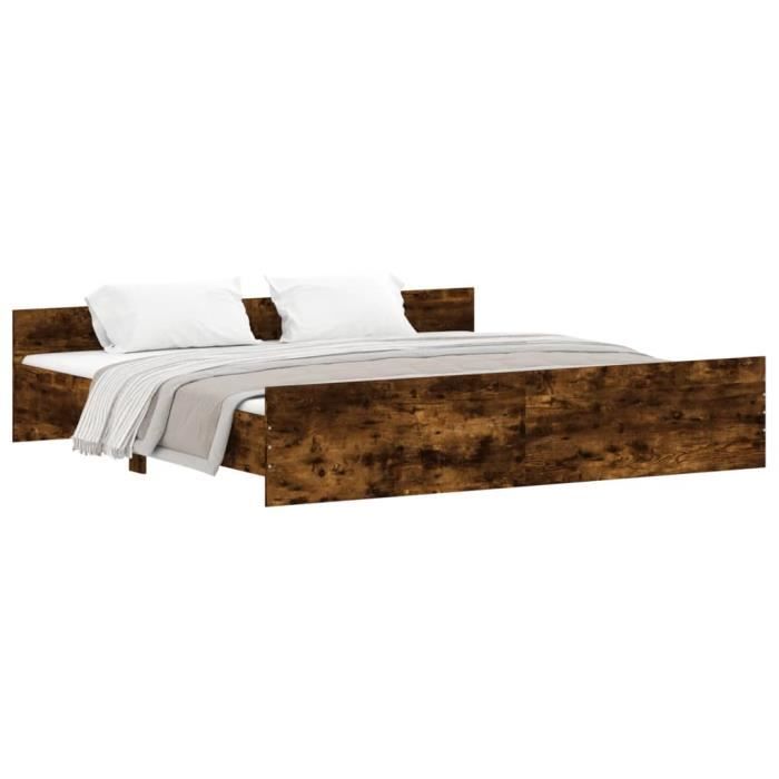 VidaXL Bed Frames Headboard and Footboard Smoked Oak 180x200 Cm 3203772