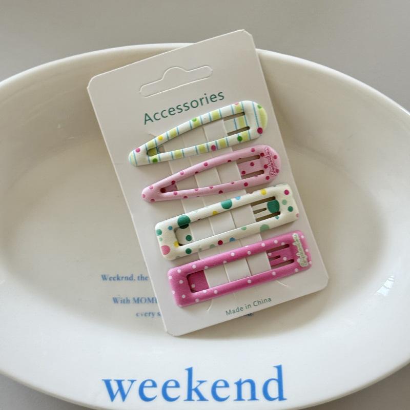 Small fresh polka dot plaid hairpin women's broken hair finishing bb clip forehead bangs clip children's hairpin hairaccessories
