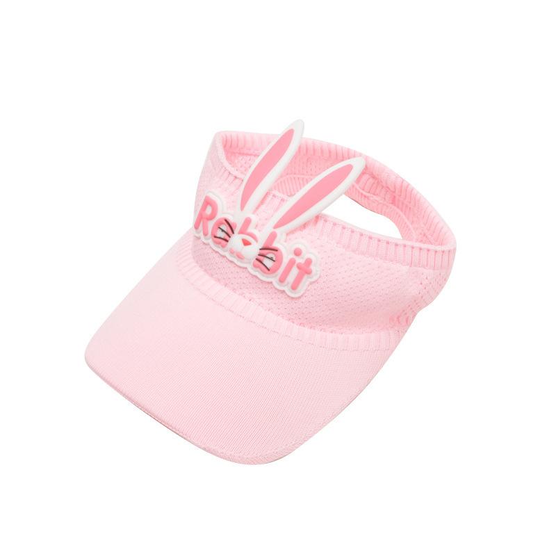 Children'S Knitted Empty Top Hat Summer Sun Hat Cute Rabbit Ears Letter Wings Cool Hat Parent-Child Show Ponytail