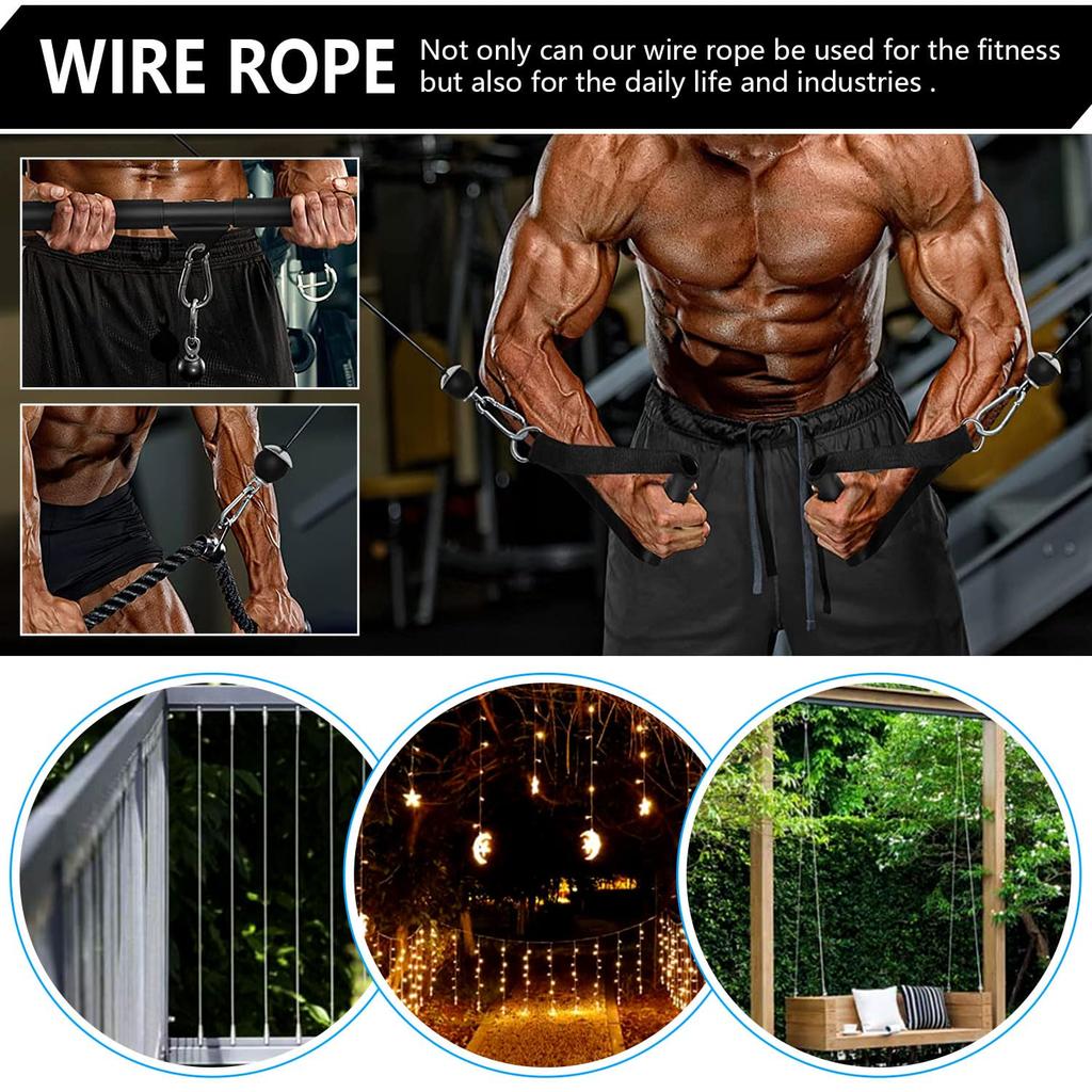 Taeku Pulley Cable, Heavy Duty 6mm Fitness Wire Rope Attachment