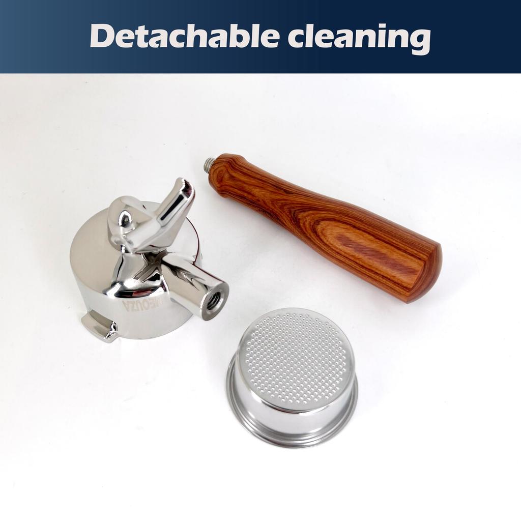 NEOUZA Espresso Portafilter, 51mm, for DeLonghi, Dedica EC680, EC685, and Smeg Coffee Machines, Non-Pressurized Basket, Double Spout (3 Ears)