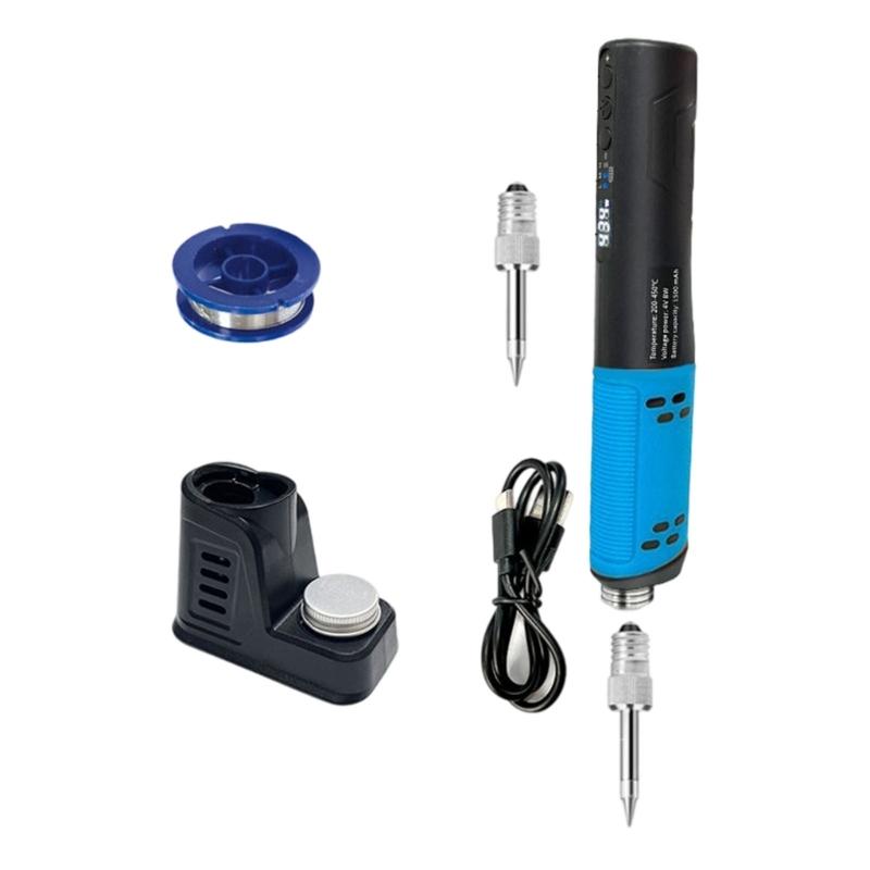 Wireless Soldering Iron Vertical Stand Built In 1500mAh Battery Rapid Heating Techs USB C Rechargeable Tool
