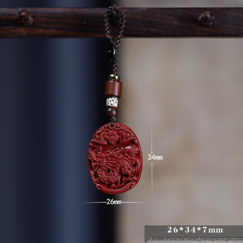 2026 Wood Horse Cinnabar Zodiac Dragon Keychain: Safe Driving Charm for Couples