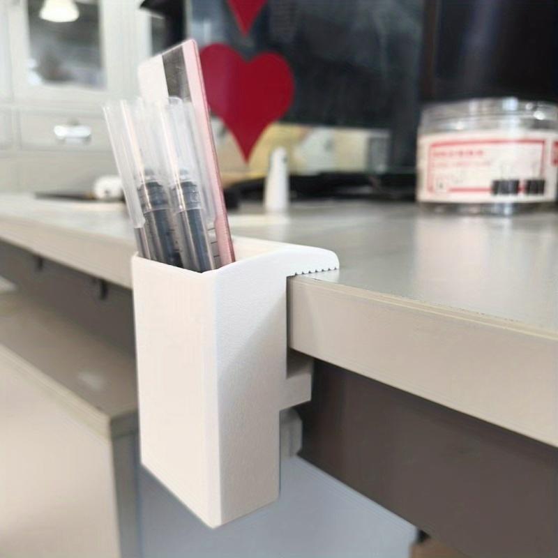 Clip-On Desk Pen Holder Space-Saving Side Table Pencil Organizer Adjustable No-Drill Hanging Pen Storage Box For Office