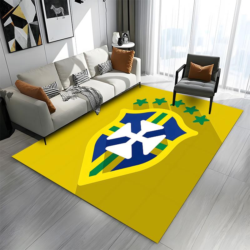 Brazil Football Crest Design Patterned carpet a non slip rug suitable for all seasons and any setting, gift